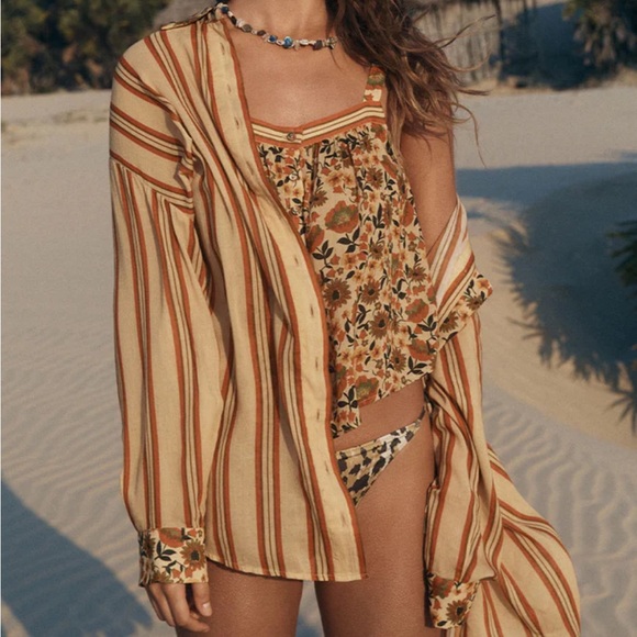 Spell Impala Lily Shirt Dress in Gold - Picture 2 of 11